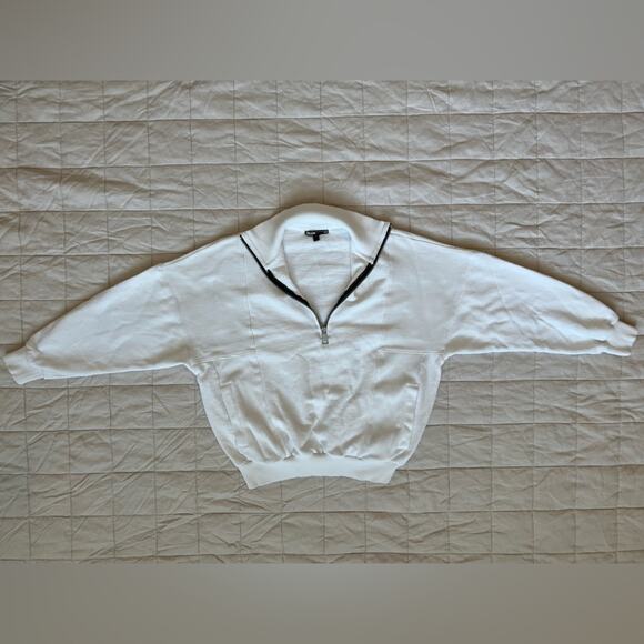 Mavi Icon Streetwear White Half Zip Pull Over Jacket Preppy Tennis Athleisure-XS - Picture 2 of 13